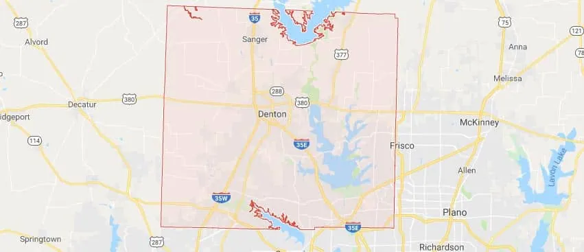 Map outline of Denton County, TX—highlighting the area in focus for rising opioid overdoses and overdose prevention efforts.
